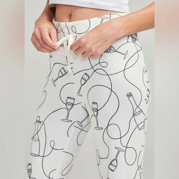 Wildfox Popping Bottles Flared Lounge Sweatpants - Size M - Vanilla - NWT - Picture 4 of 13